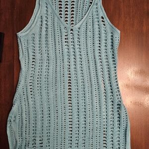 Light Blue Crochet Knit Swim Coverup